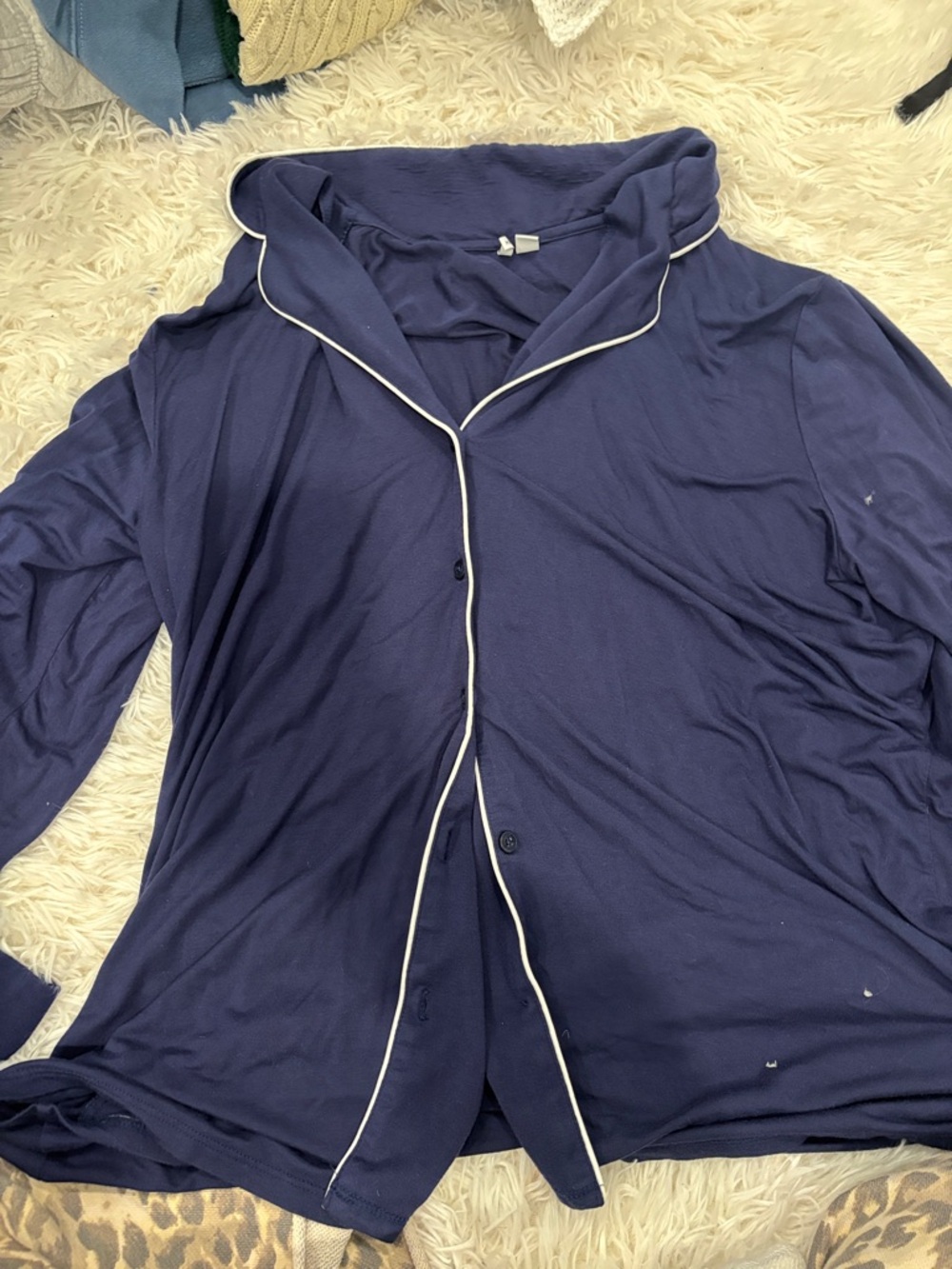 Nordstrom Navy Top with White Trim Detail